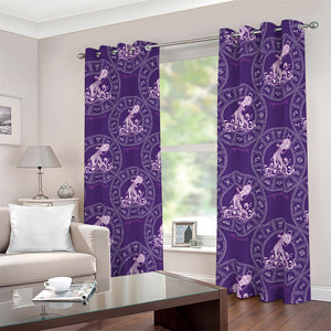 Purple Aquarius Zodiac Pattern Print Blackout Grommet Curtains