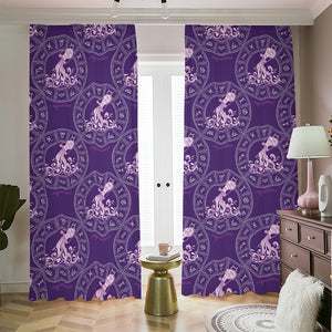 Purple Aquarius Zodiac Pattern Print Blackout Pencil Pleat Curtains