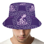 Purple Aquarius Zodiac Pattern Print Bucket Hat
