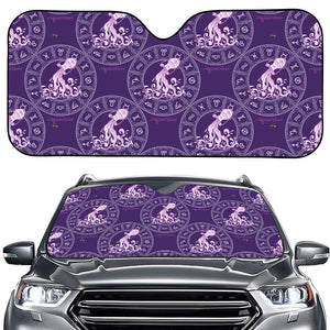 Purple Aquarius Zodiac Pattern Print Car Windshield Sun Shade