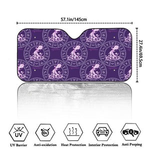 Purple Aquarius Zodiac Pattern Print Car Windshield Sun Shade