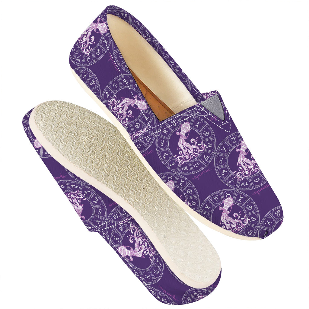 Purple Aquarius Zodiac Pattern Print Casual Shoes