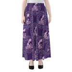 Purple Aquarius Zodiac Pattern Print Chiffon Maxi Skirt