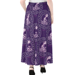 Purple Aquarius Zodiac Pattern Print Chiffon Maxi Skirt