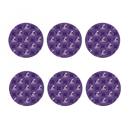 Purple Aquarius Zodiac Pattern Print Coaster Set