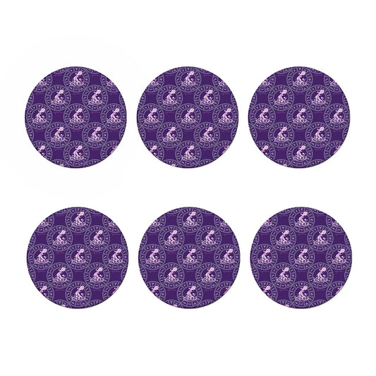 Purple Aquarius Zodiac Pattern Print Coaster Set