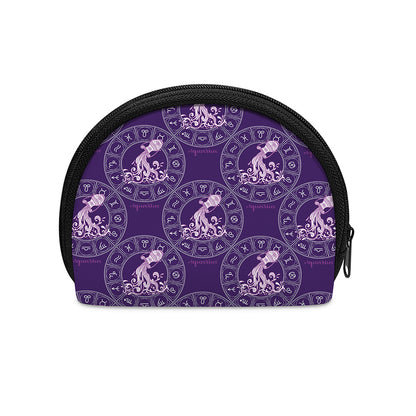 Purple Aquarius Zodiac Pattern Print Coin Purse