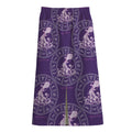 Purple Aquarius Zodiac Pattern Print Cotton Front Slit Maxi Skirt