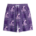Purple Aquarius Zodiac Pattern Print Cotton Shorts