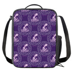 Purple Aquarius Zodiac Pattern Print Crossbody Lunch Bag