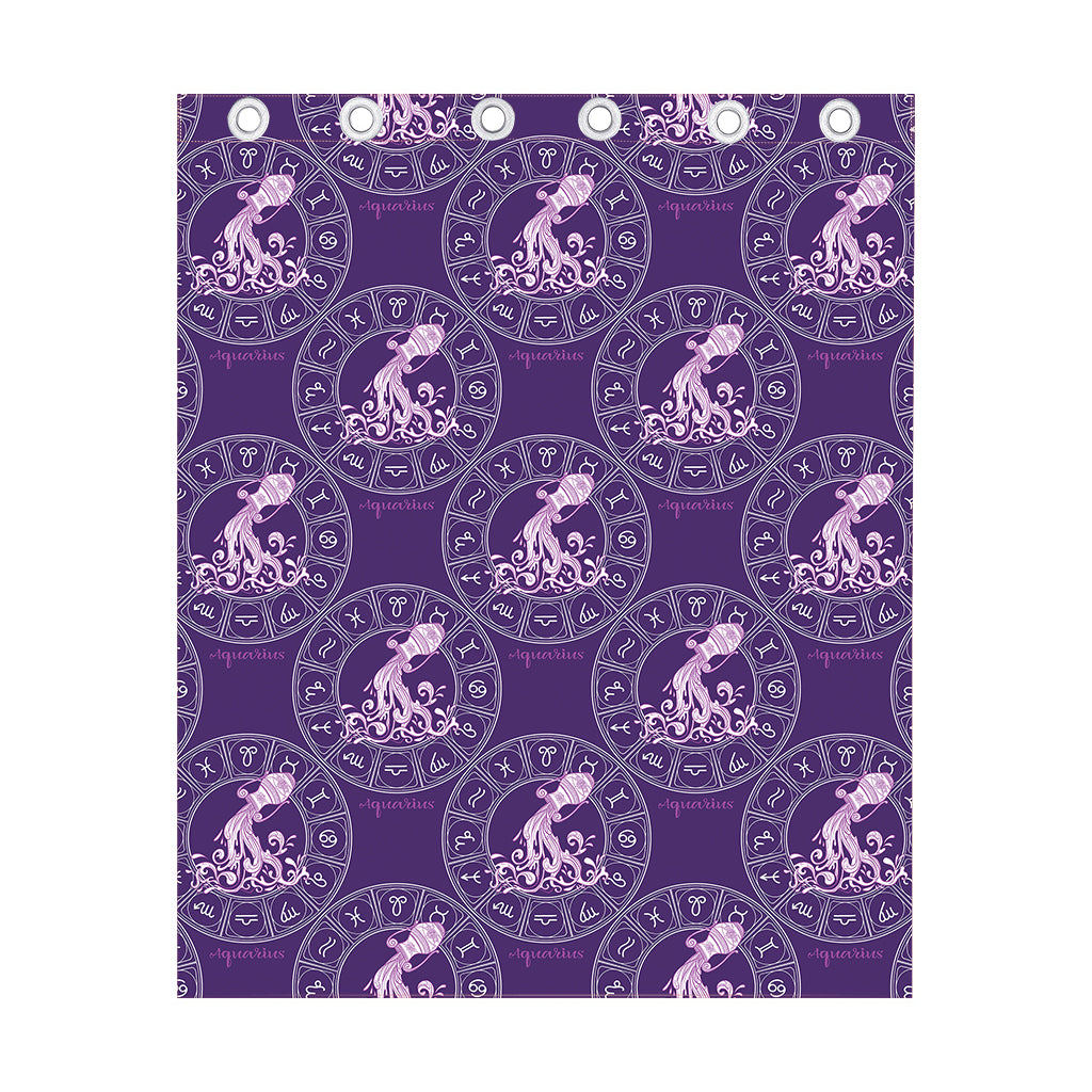 Purple Aquarius Zodiac Pattern Print Curtain