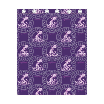 Purple Aquarius Zodiac Pattern Print Curtain