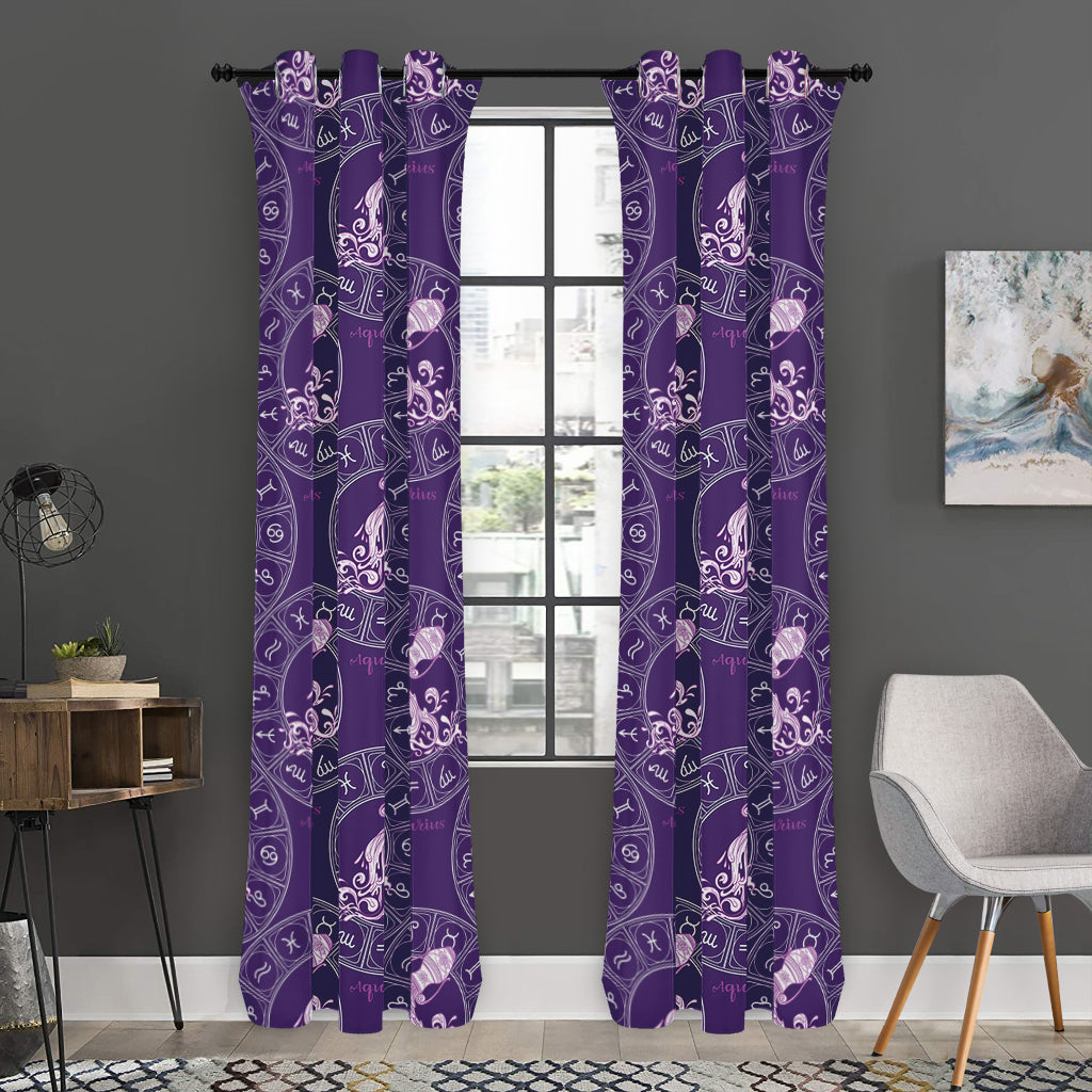 Purple Aquarius Zodiac Pattern Print Curtain
