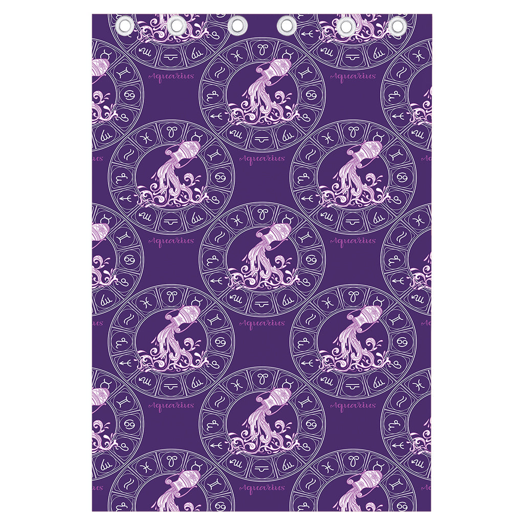 Purple Aquarius Zodiac Pattern Print Curtain