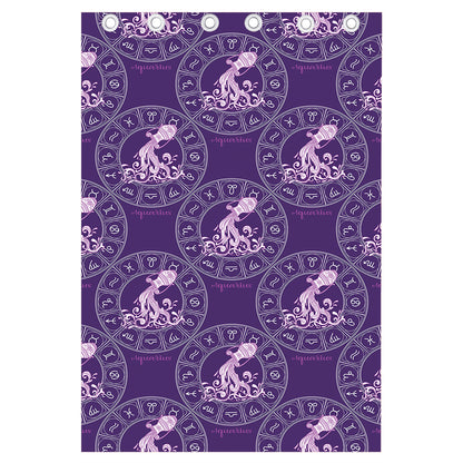 Purple Aquarius Zodiac Pattern Print Curtain