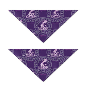 Purple Aquarius Zodiac Pattern Print Dog Bandana