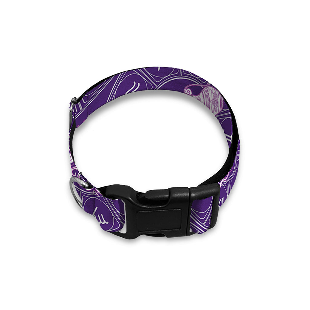 Purple Aquarius Zodiac Pattern Print Dog Collar