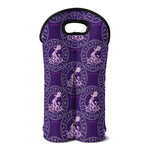 Purple Aquarius Zodiac Pattern Print Double Neoprene Wine Tote