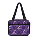 Purple Aquarius Zodiac Pattern Print Double Strap Bible Bag