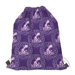 Purple Aquarius Zodiac Pattern Print Drawstring Bag