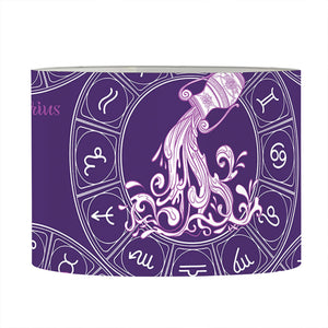 Purple Aquarius Zodiac Pattern Print Drum Lamp Shade