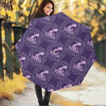 Purple Aquarius Zodiac Pattern Print Foldable Umbrella