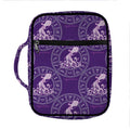 Purple Aquarius Zodiac Pattern Print Front Pocket Bible Bag