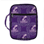 Purple Aquarius Zodiac Pattern Print Front Pocket Bible Bag