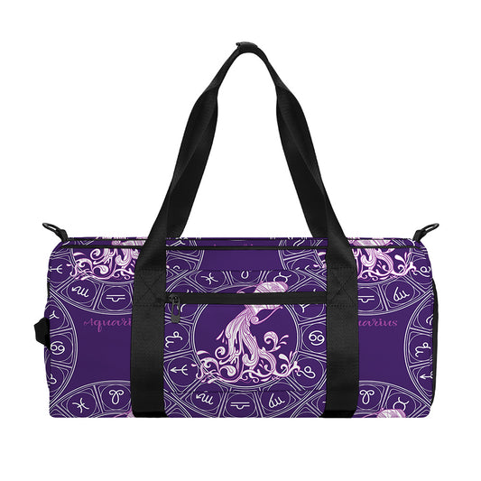 Purple Aquarius Zodiac Pattern Print Gym Bag