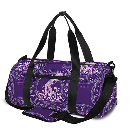 Purple Aquarius Zodiac Pattern Print Gym Bag