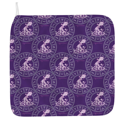Purple Aquarius Zodiac Pattern Print Hand Towel