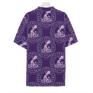 Purple Aquarius Zodiac Pattern Print Hawaiian Shirt