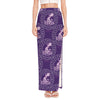 Purple Aquarius Zodiac Pattern Print High Slit Maxi Skirt