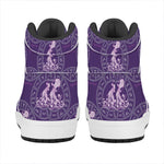 Purple Aquarius Zodiac Pattern Print High Top Leather Sneakers
