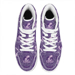 Purple Aquarius Zodiac Pattern Print High Top Leather Sneakers