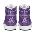 Purple Aquarius Zodiac Pattern Print High Top Leather Sneakers