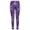 Purple Aquarius Zodiac Pattern Print High-Waisted Pocket Leggings