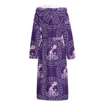 Purple Aquarius Zodiac Pattern Print Hooded Bathrobe