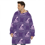 Purple Aquarius Zodiac Pattern Print Hoodie Blanket