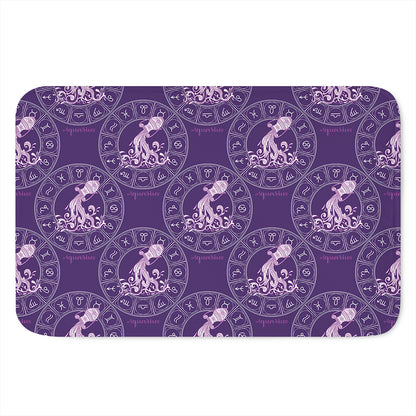 Purple Aquarius Zodiac Pattern Print Indoor Door Mat