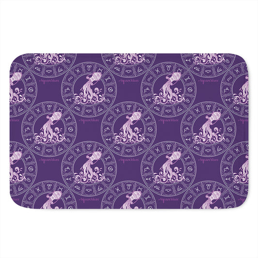 Purple Aquarius Zodiac Pattern Print Indoor Door Mat