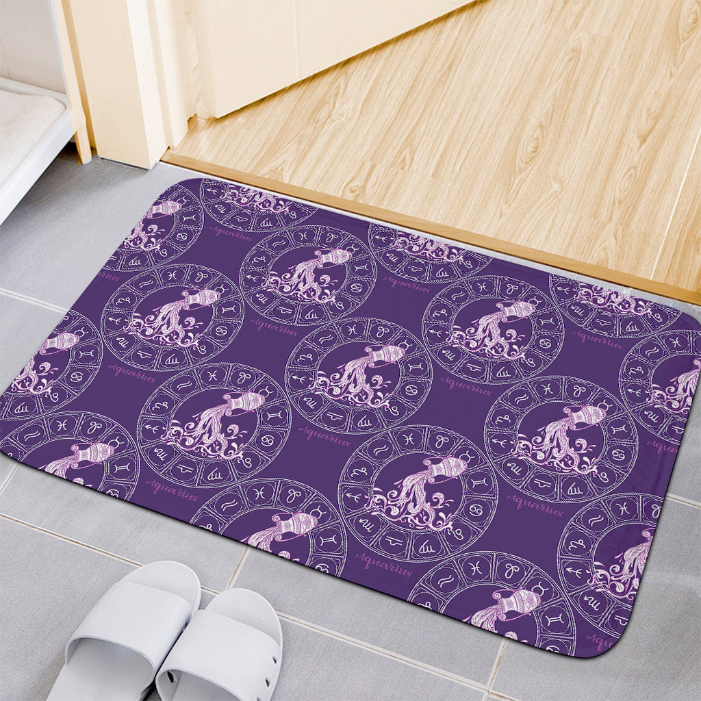 Purple Aquarius Zodiac Pattern Print Indoor Door Mat
