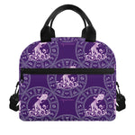 Purple Aquarius Zodiac Pattern Print Insulated Lunch Bag