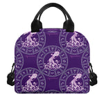 Purple Aquarius Zodiac Pattern Print Insulated Lunch Bag