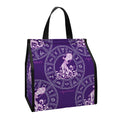 Purple Aquarius Zodiac Pattern Print Insulated Lunch Tote