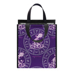 Purple Aquarius Zodiac Pattern Print Insulated Lunch Tote