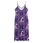 Purple Aquarius Zodiac Pattern Print Jersey Midi Cami Dress