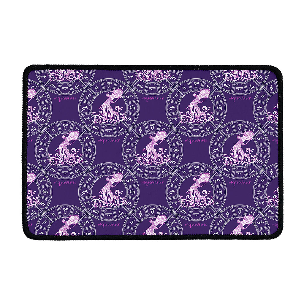 Purple Aquarius Zodiac Pattern Print Kitchen Mat