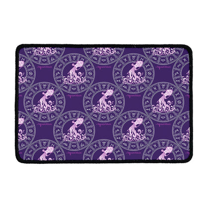 Purple Aquarius Zodiac Pattern Print Kitchen Mat