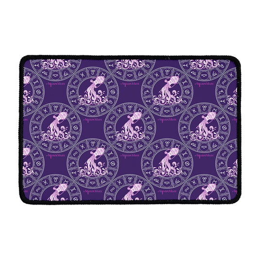 Purple Aquarius Zodiac Pattern Print Kitchen Mat